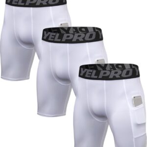 Mens Compression Shorts with Pocket 1/3 Pack- Running Athletic Workout Underwear…