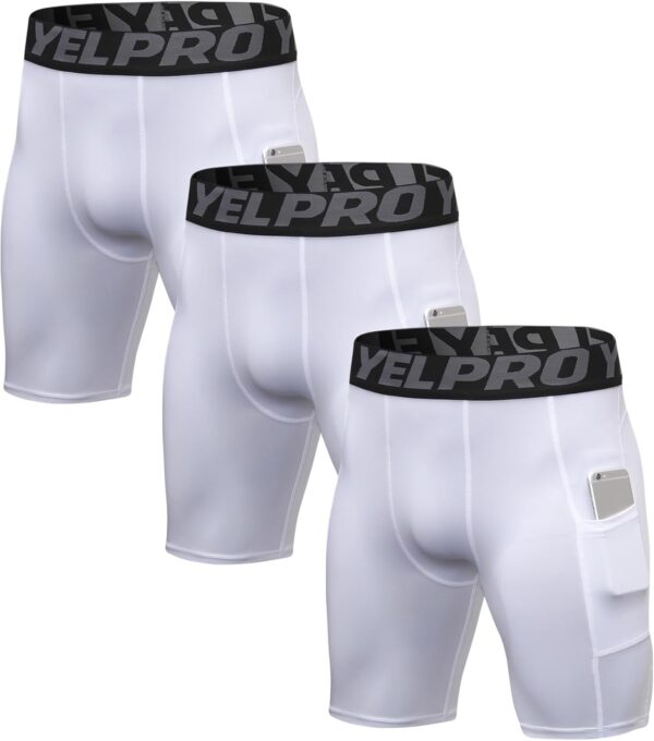 Mens Compression Shorts with Pocket 1/3 Pack- Running Athletic Workout Underwear…