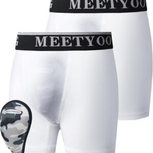 Youth Boys Athletic Compression Sliding Shorts with Soft Cup Pocket for Baseball…