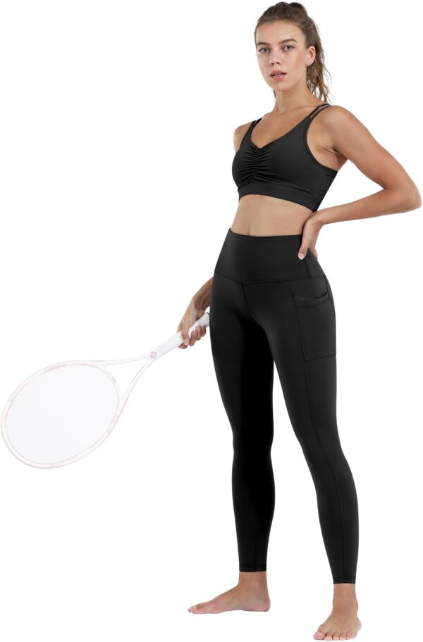 CHRLEISURE Leggings with Pockets for Women, High Waisted Tummy Control…