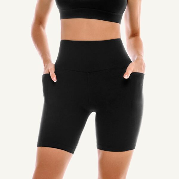 2 Pack Womens Biker Shorts with Pockets, High Waisted Yoga Shorts for Women Running…