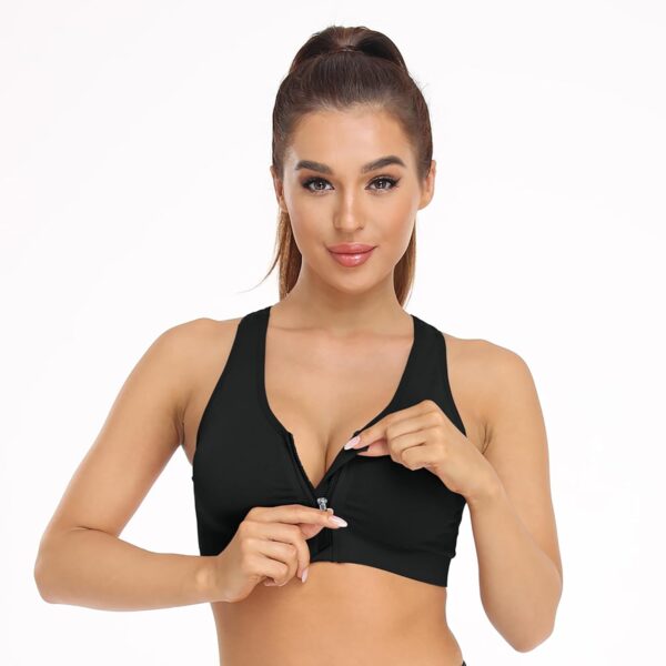 Women’s Zip Front Sports Bra Wireless Post-Surgery Bra Active Yoga Sports Bras
