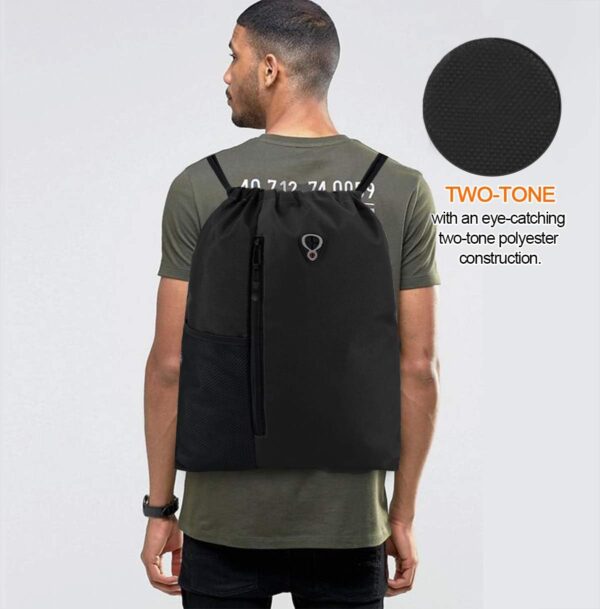 Drawstring Backpack Sports Gym Bag for Women Men Large Size With Two Zipper…