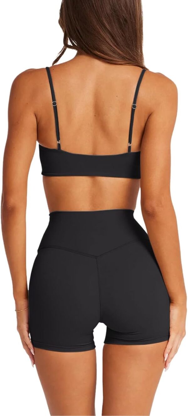 LASLULU Womens Adjustable Spaghetti Straps Sports Bra Square Neck Wireless…