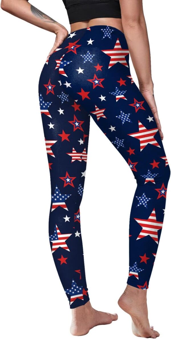 Eciodci Women’s American Flag Leggings USA 4th of July Patriotic Stripes…