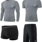 mens 5pcs Men's Compression Sets Pants Long Sleeve Shirt Athletic Shorts Running...