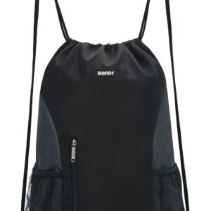 WANDF Drawstring Backpack Sports Gym Sackpack with Mesh Pockets Water…