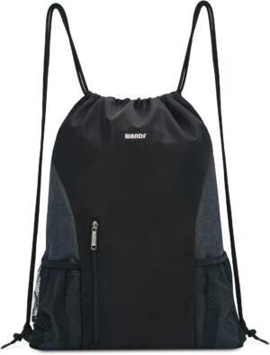 WANDF Drawstring Backpack Sports Gym Sackpack with Mesh Pockets Water…