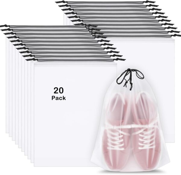 20 Pack Shoe Bags for Travel, 15.7″ x 11.8″ Clear Travel Shoe Bags for…
