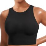 Sports Bras for Women, Supportive Longline High Neck Sports Bra Push Up...