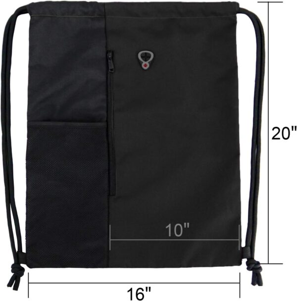 Drawstring Backpack Sports Gym Bag for Women Men Large Size With Two Zipper…