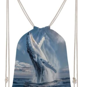 Humpback Sea Whale Ocean Animal Drawstring Backpack Gym Bag Pull String…