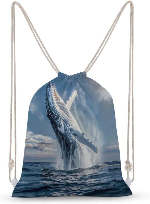 Humpback Sea Whale Ocean Animal Drawstring Backpack Gym Bag Pull String…