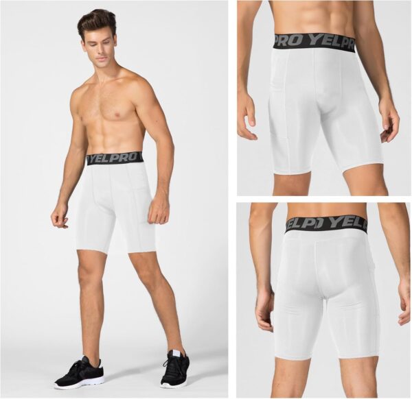 Mens Compression Shorts with Pocket 1/3 Pack- Running Athletic Workout Underwear…