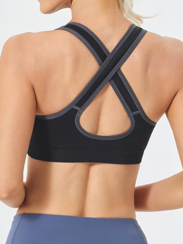 FITTIN Sports Bras Pack for Women – Padded Cross Back Support Seamless Strap…