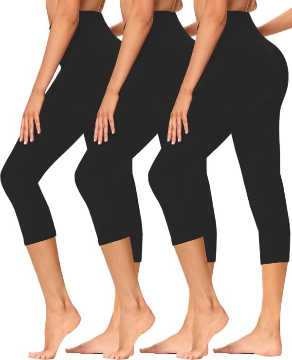 GAYHAY 3 Pack Capri Leggings for Women – Stretch Tummy Control Yoga Pants…