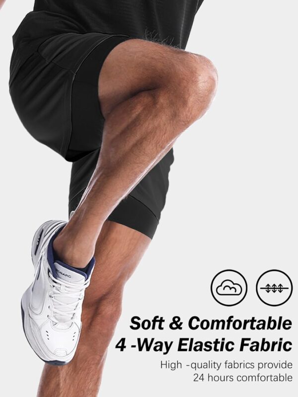 Aolesy Men’s Gym Shorts with Liner – 5 Lightweight Running Shorts Mesh Workout…