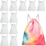 12 Pcs Tie Dye Drawstring Bags White Sublimation Blank Backpack Drawstring...