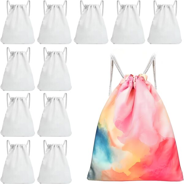 12 Pcs Tie Dye Drawstring Bags White Sublimation Blank Backpack Drawstring…