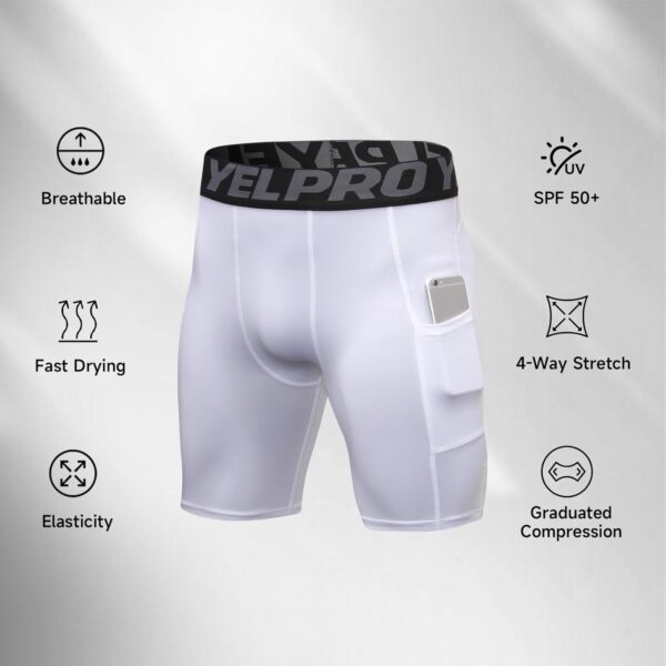Mens Compression Shorts with Pocket 1/3 Pack- Running Athletic Workout Underwear…