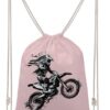 Dirt Bike Motocross USA Flag Drawstring Backpack Gym Bag Pull String Sport...