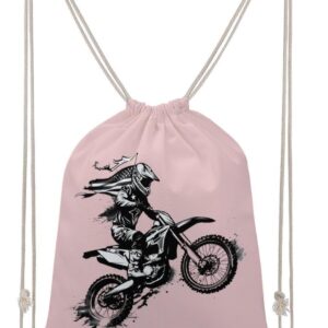 Dirt Bike Motocross USA Flag Drawstring Backpack Gym Bag Pull String Sport…