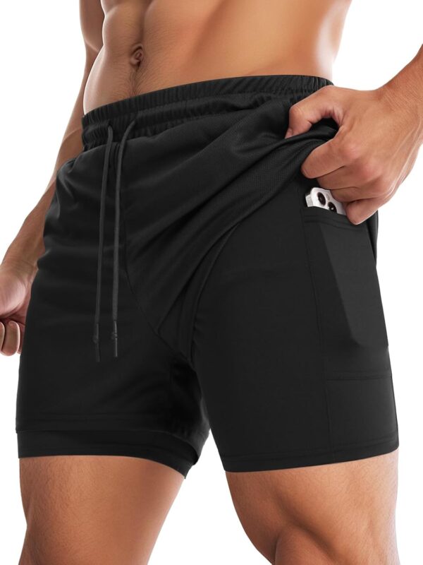 Aolesy Men’s Gym Shorts with Liner – 5 Lightweight Running Shorts Mesh Workout…