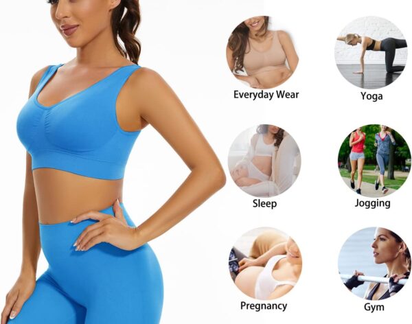 Lemef 3-Pack Seamless Sports Bra Wirefree Yoga Bra with Removable Pads for Women