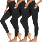 3 Packs Leggings with Pockets for Women, Soft High Waisted Tummy Control...