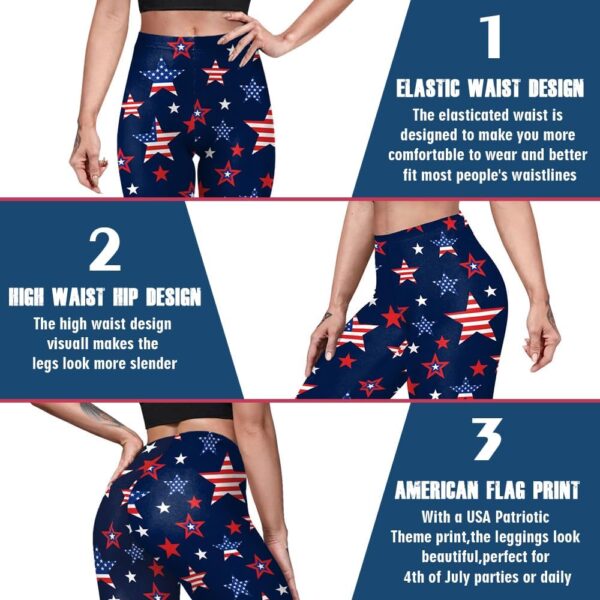 Eciodci Women’s American Flag Leggings USA 4th of July Patriotic Stripes…