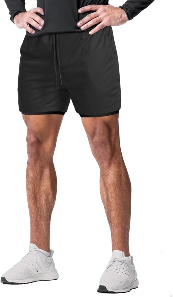 Aolesy Men’s Gym Shorts with Liner – 5 Lightweight Running Shorts Mesh Workout…
