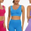 Lemef 3-Pack Seamless Sports Bra Wirefree Yoga Bra with Removable Pads for Women