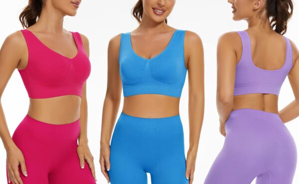 Lemef 3-Pack Seamless Sports Bra Wirefree Yoga Bra with Removable Pads for Women