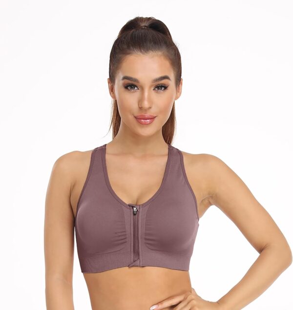 Women’s Zip Front Sports Bra Wireless Post-Surgery Bra Active Yoga Sports Bras