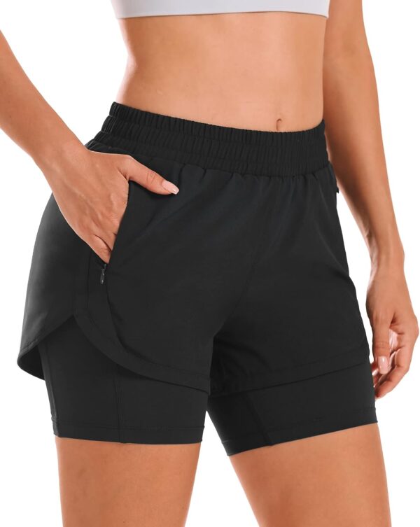 Stelle Women 2 in 1 Running Shorts High Waisted Athletic Shorts Gym Workout Shorts…