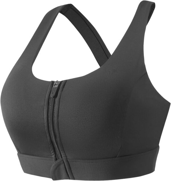Zip Front Sports Bras for Women High Support Padded Push Up Strappy Back…