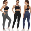 NEW YOUNG 3 Pack Leggings with Pockets for Women,High Waisted Tummy Control…