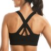 Zip Front Sports Bras for Women High Support Padded Push Up Strappy Back…