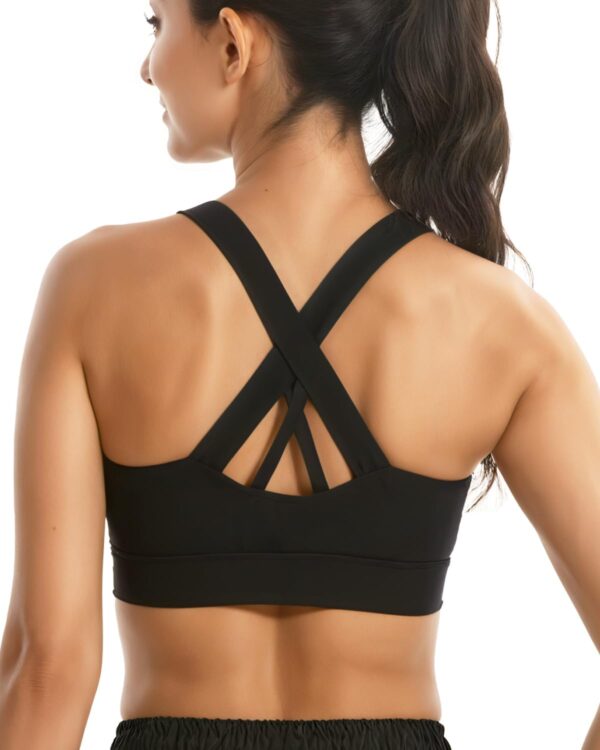 Zip Front Sports Bras for Women High Support Padded Push Up Strappy Back…