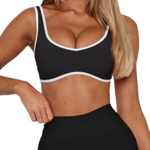 LASLULU Sexy Sports Bras for Women V Neck Sleeveless Padded Bra Workout Yoga…