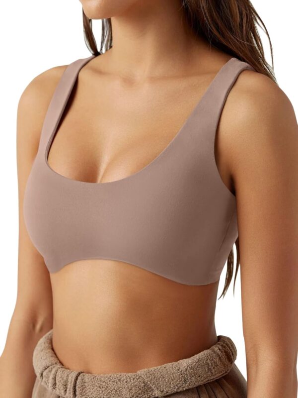 LASLULU Sexy Sports Bras for Women Scoop Neck Sleeveless Padded Bra Workout…
