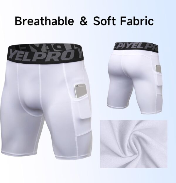 Mens Compression Shorts with Pocket 1/3 Pack- Running Athletic Workout Underwear…