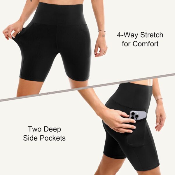 2 Pack Womens Biker Shorts with Pockets, High Waisted Yoga Shorts for Women Running…