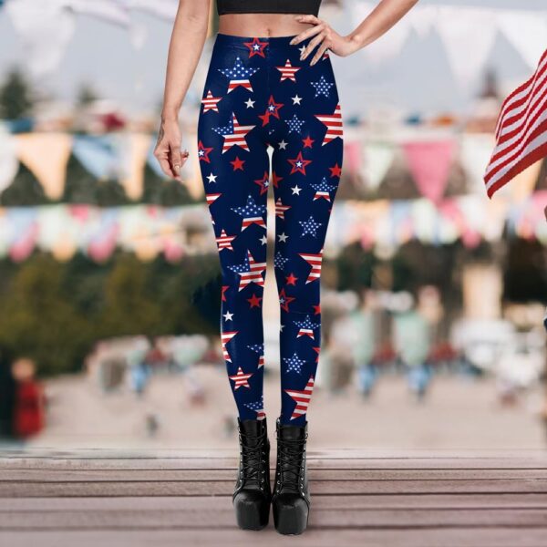 Eciodci Women’s American Flag Leggings USA 4th of July Patriotic Stripes…