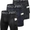 Men's Compression Shorts with Pocket Baseball Athletic Gym Yoga Shorts Cool Dry...