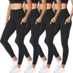 NexiEpoch 4 Pack Leggings for Women - High Waisted Tummy Control Soft Black...