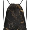 Drawstring Backpack For Women Men Waterproof Drawstring Bag Gold Black...