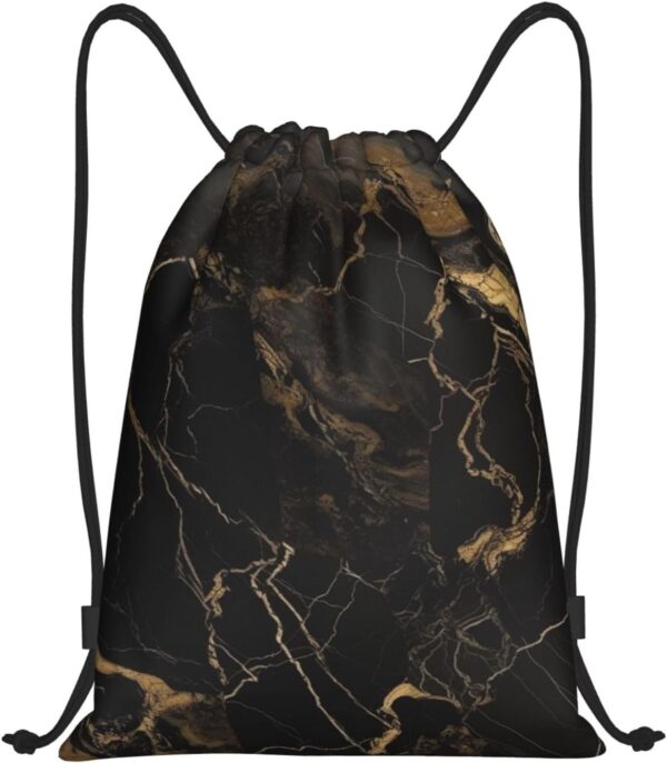 Drawstring Backpack For Women Men Waterproof Drawstring Bag Gold Black…