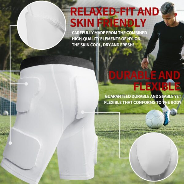 Football Girdle Adult Padded Compression Shorts 5-Pads Girdle Hip and Thigh Protector…