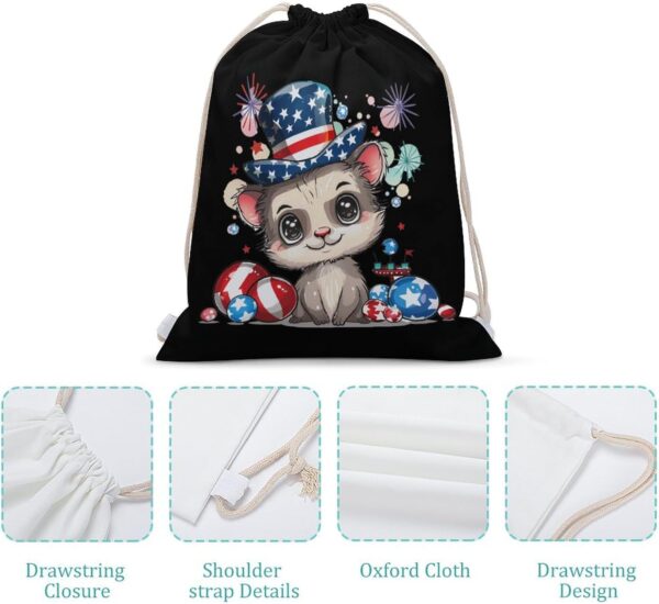 Cute Ferret 4th Of July Balloons American Flag Drawstring Backpack Gym Bag…